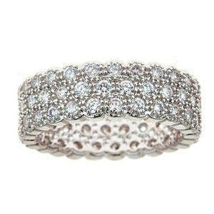 18K White Gold Plated 10mm Eternity 3-Band Size 9